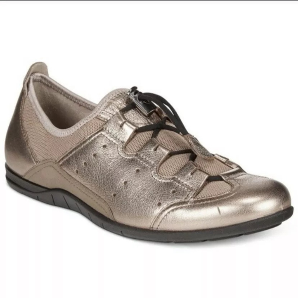 ECCO WOMENS 8/8.5 EUR 39 BLUMA TOGGLE SNEAKERS METALLIC BUNGEE LACE UP SLIP ON